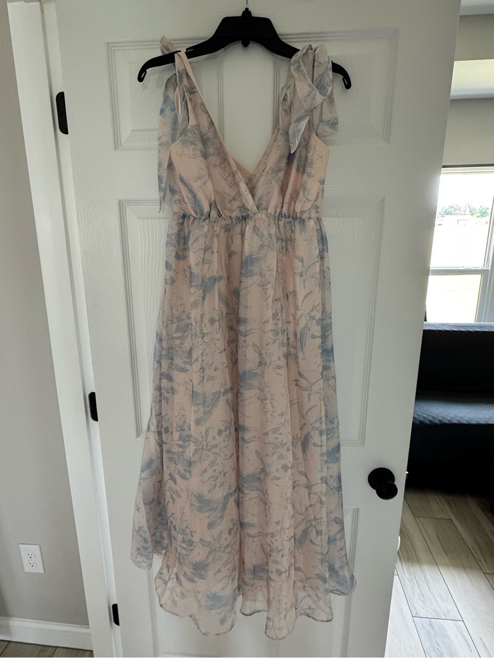 Lulu's Pale Pink and Light Blue Floral Maxi Dress